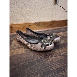 Jack Rogers Dakota Snakeskin Animal Print Coin Medallion Flats 9 1/2